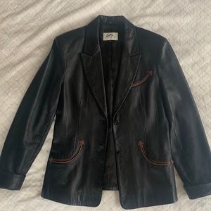 Vintage REAL leather blazer, soft buttery genuine leather.